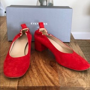 Everlane red suede day heels